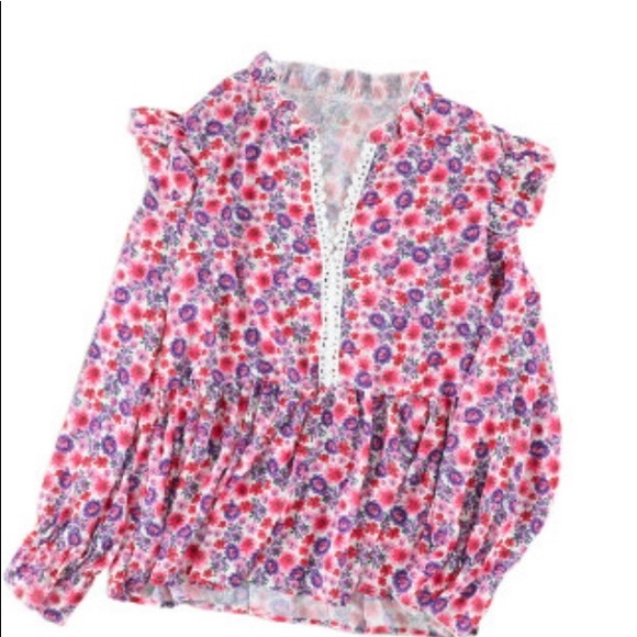 Rose Floral Pattern Peplum Blouse With Ruffles - Picture 10 of 15